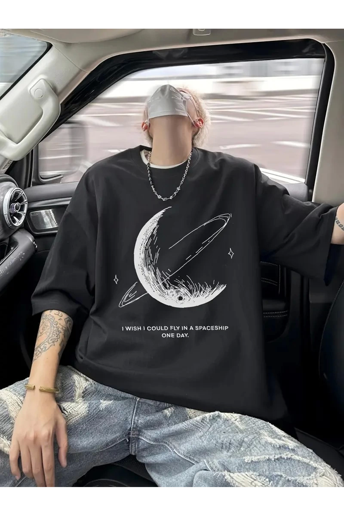 Erkekler için Siyah Tişört Grafik Genç Emo Vintage Gotik Rahat Büyük Beden Kısa Kollu Tişört Giysi Üst- Siyah