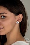 Crystal Kadın Çivili 14 Mm Gümüş Küpe