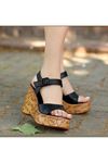 Riboy Siyah Cilt Dolgu Topuk Sandalet